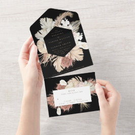 Negra Pampas Boho Deserto Floral Al