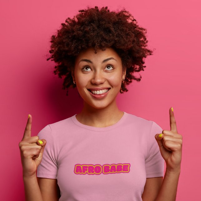 Negras, cor-de-rosa afro-bebê T-Shirt (Afro Babe Text T Shirt)