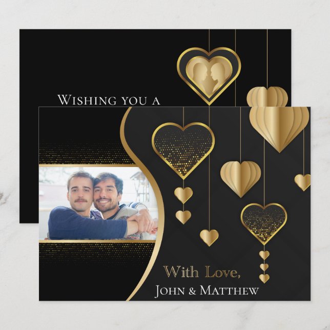 Negro clássico e Dourado, o G no Namorados LGBTQ (Frente/Verso)