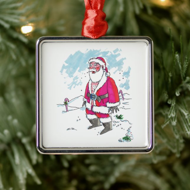 Nenhum enfeite premium quadrado Ho-Ho-Ho (Árvore)