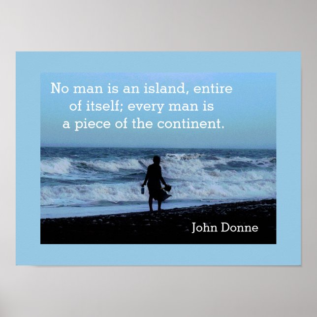 Nenhum homem é uma ilha - John Donne cita poster (Frente)