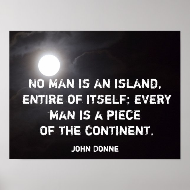Nenhum homem é uma ilha - poster John Donne cita (Frente)