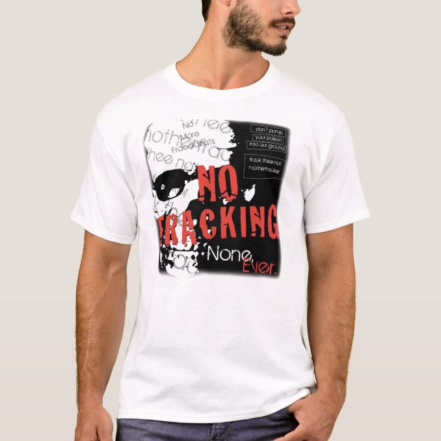 Nenhum t-shirt de Fracking no vermelho, preto e (Frente)