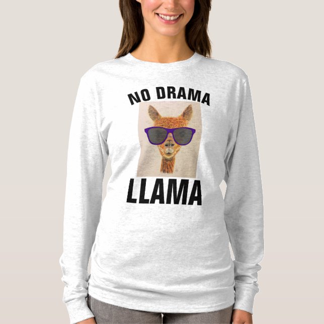 NENHUMA T-shirts engraçadas da DRAMA LLAMA (Frente)