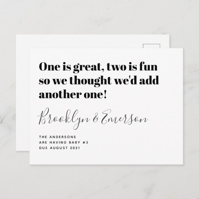 Nenhumas Bebês 3 Anúncio de Gravidez (Frente/Verso)