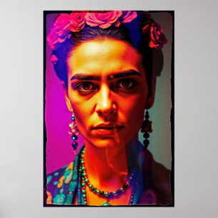 Neo-Frida: Poster de Retrato Radiante Rebelde