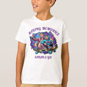 Neon Arte da Mamãe e do Filho Camiseta Fazendo M