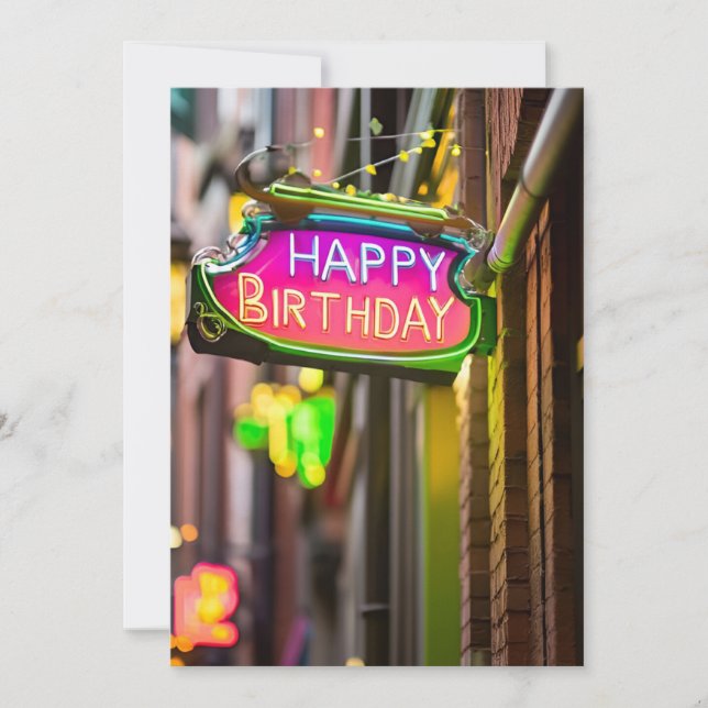 Neon Birthday - Convite de aniversário (Frente)