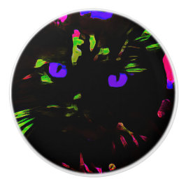 Neon Black Cat com olhos brilhantes