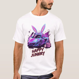 Neon Bunny-Drive Design de Camiseta "Happy Juner
