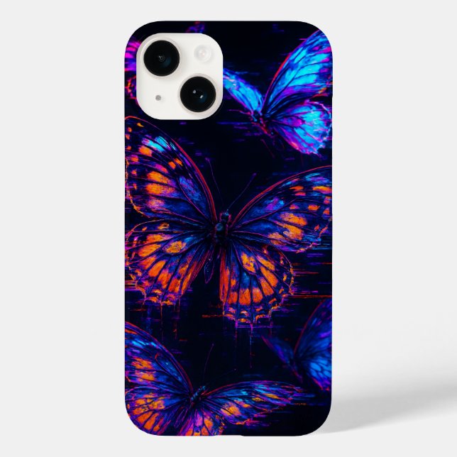 Neon Butterflies Holograma capas de iphone (Verso)