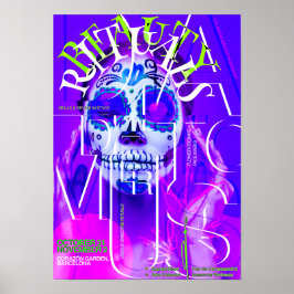 Neon Calavera Poster - Dia do Muro do Crânio Morto