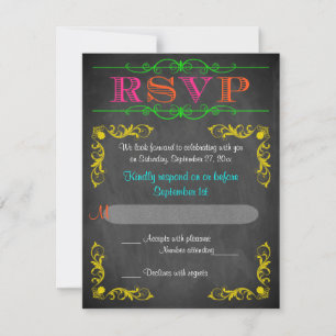 Neon Chalkboard Bat Mitzvah RSVP