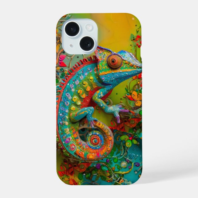 Neon Charlie Chameleon, Textile Rainforest Collage (Verso)