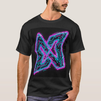 Neon Circuit X Tech T-Shirt Tee futurística