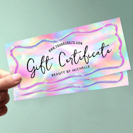 Neon Colors Holographic Spa Salon Gift Certificate