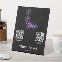 Neon Come Here Virtual Tip Jar Tabletop Sinal