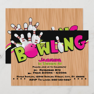 Néon, convites do aniversário da boliche de Cosm