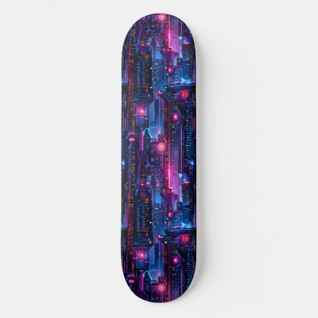 Neon Cyberpunk Anime Japonês Skateboard (Frente)