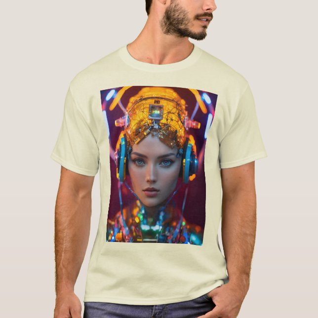 Neon Cyborg - Designs futuristas de camiseta Sci-F (Frente)
