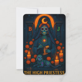 Neon Dia de los Muertes High Priestess Tarot Card