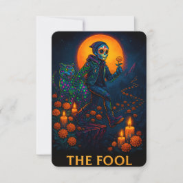 Neon Dia de los Muertos The Fool Tarot Card