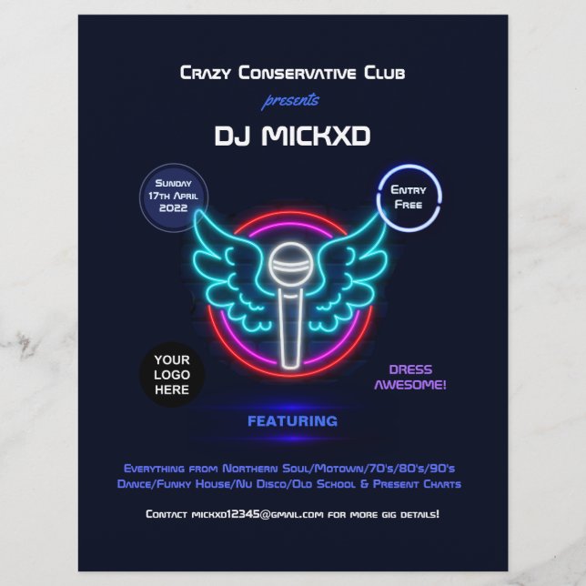 Neon DJ Music e Dance Gig Flyer (Frente)
