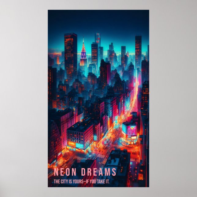 Neon Dreams - Night City Poster (Frente)