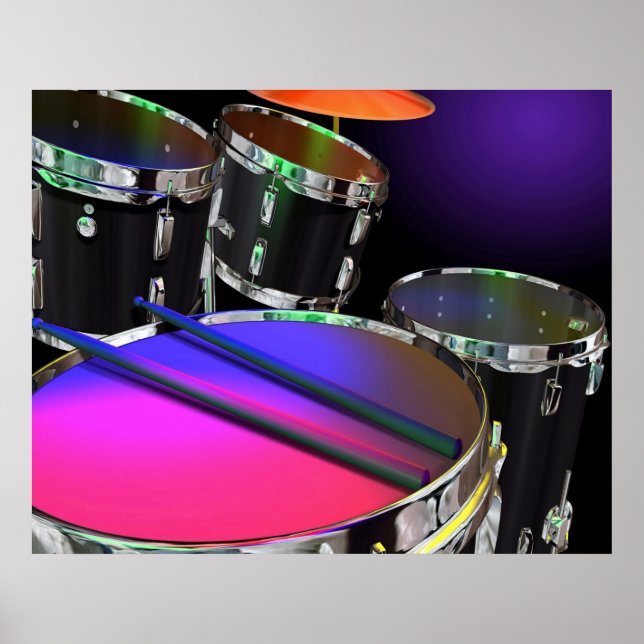 Neon Drums Poster (Frente)