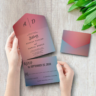 Néon Elegante Cores Tudo em Um Convite de casament