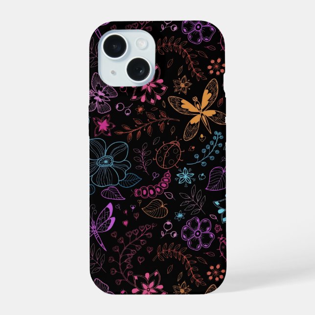 Neon Floral Butterfly Phone Case (Verso)