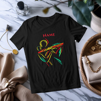 Neon Flute Line Art | T-Shirt Musical Vibrante