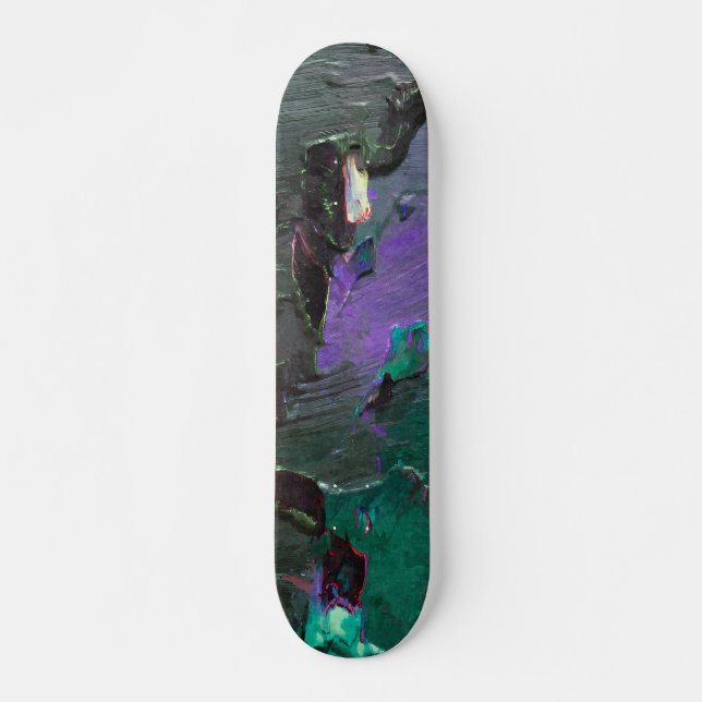 Neon Forest Dreamscape Abstract Skateboard (Frente)
