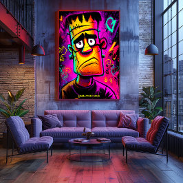 Neon Franky Poster - Monstro de Cartoon Pop de Art