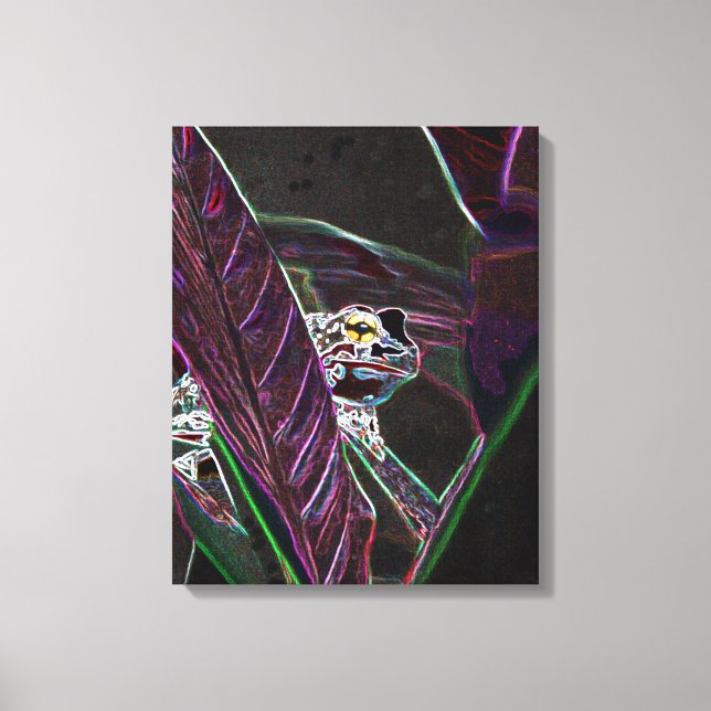 Neon Froggy Fine Art Canvas Print (Frente)