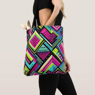Neon Geométrico Pop Art Tote Bag