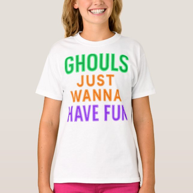 Neon Ghouls Só Quer Divertir-Se Na Camisa De Hallo (Frente)