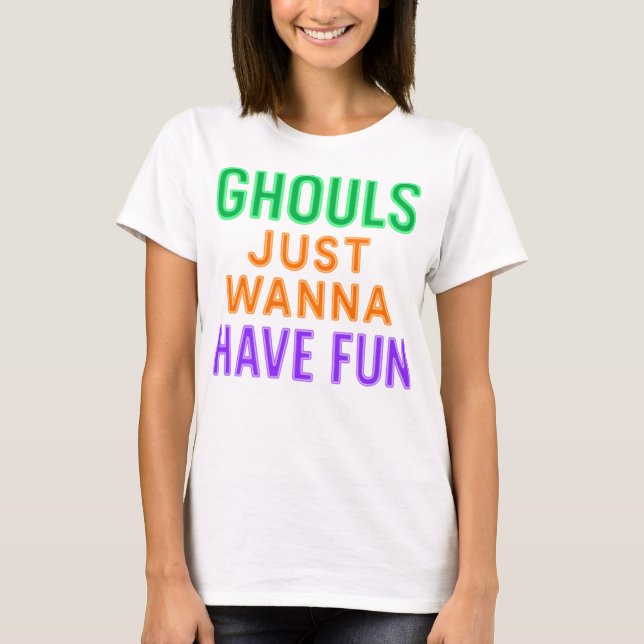 Neon Ghouls Só Quer Divertir-Se Na Camisa De Hallo (Frente)