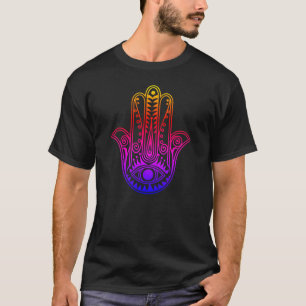 Néon gradiente de Mens Hamsa e T-Shirt mau