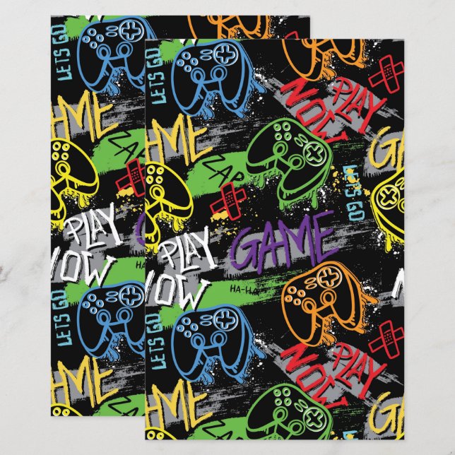 Neon Graffiti Gaming Pattern (Frente/Verso)