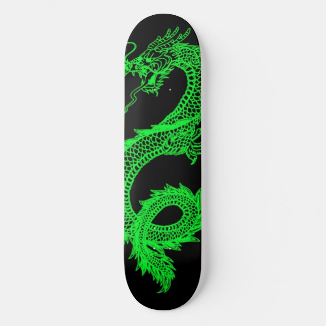 Neon Green Dragon Skateboard Deck (Frente)