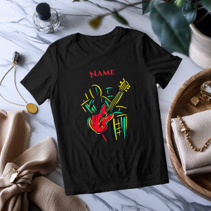 Neon Guitar Line Art   T-Shirt Musical Vibrante