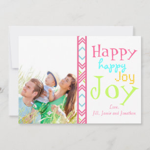 Neon Happy Joy Typografia Cartões de foto de Natal