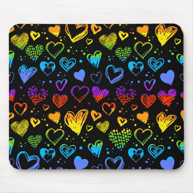 Neon Hearts Mousepad (Frente)