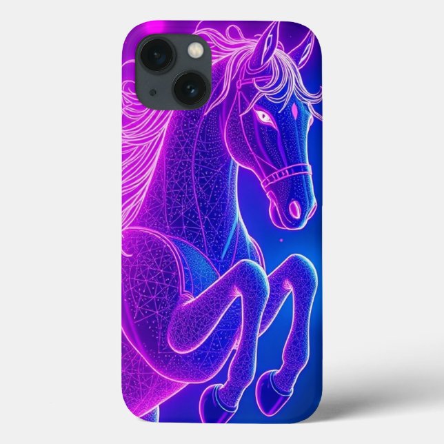 Neon Horse Outline Graphic Art - Mobile (Verso)