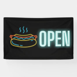 Neon Hot Dog Abrir Banner de Vinil Interior