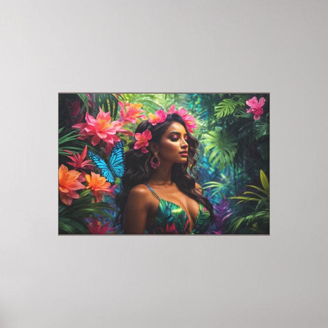 Neon Jungle Stretch Canvas Print (Frente)