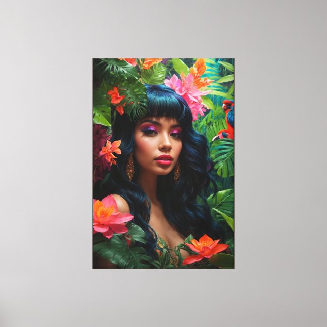 Neon Jungle Stretch Canvas Print (Frente)