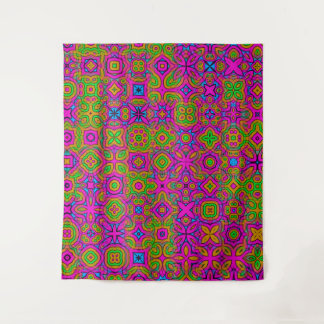 Neon Kaleidoscópio | Tapeçaria de Parede Abstrata