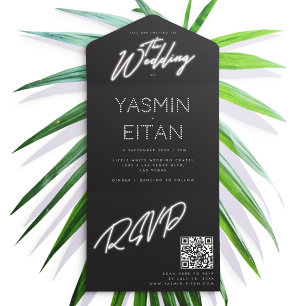 Neon Lights Black & White Glam Weding